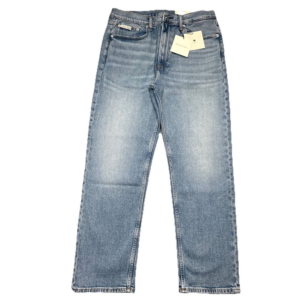 Calvin Klein Standard Straight Jeans Mens 33x30 Measure 33x28.5 Blue Stretch NWT